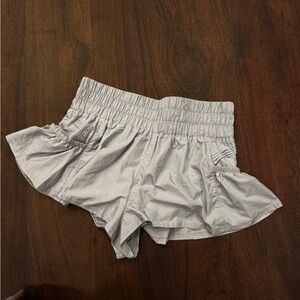 FP Movement by Free People Silver Ruffled Shorts